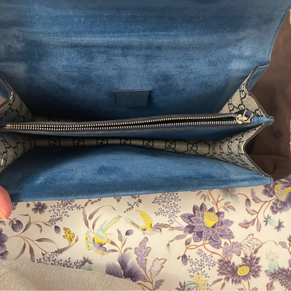 Gucci Dionysus GG Supreme Blooms Shoulder Bag Suede Interior Authentic - Picture 9 of 15